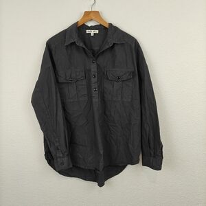 Alex Mill Keeper Oversized Popover Button Long Sleeve Shirt In Charcoal Size M